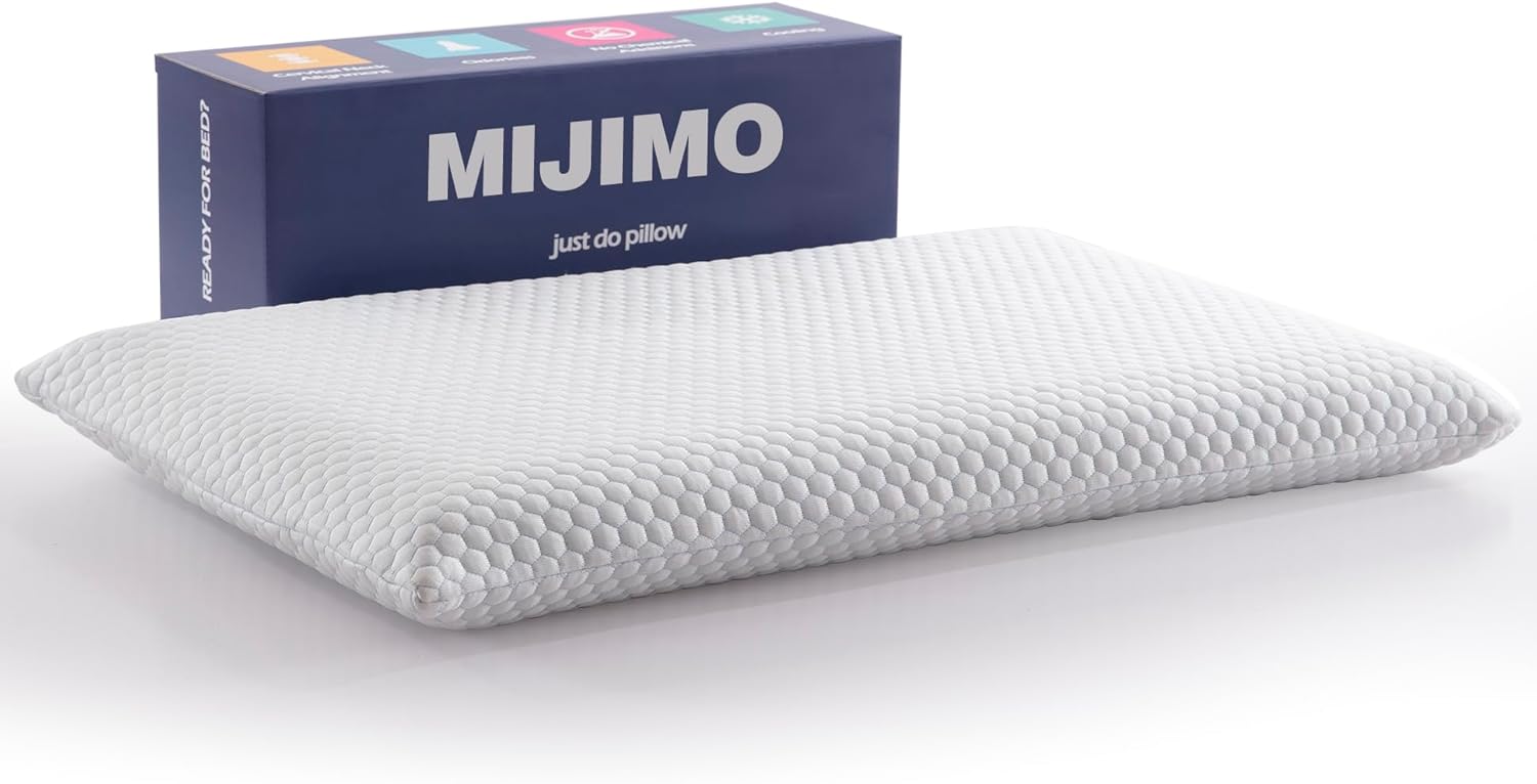 Ultra Thin Memory Foam Pillow, Thin Pillow for Sleeping, Cooling Low Profile Pillow for Stomach and Back Sleeper with Neck Pain (3-inches Height, White)