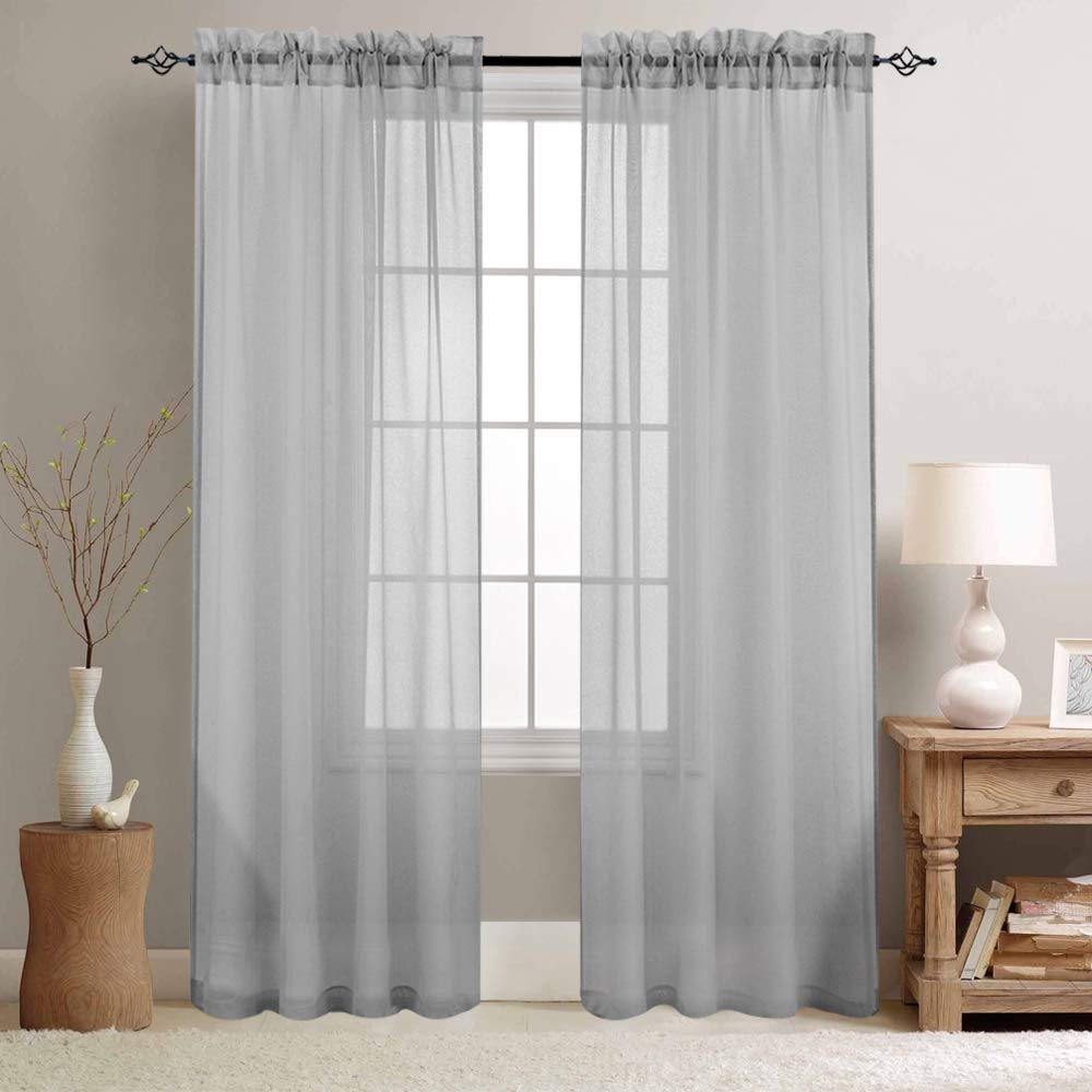 jinchan Sheer Curtains for Living Room 2 Panels Set 108 Inch Length Bedroom Curtains Grey Voile Window Curtains Rod Pocket Drapes Light Diffusing Outdoor Curtains Dove Gray