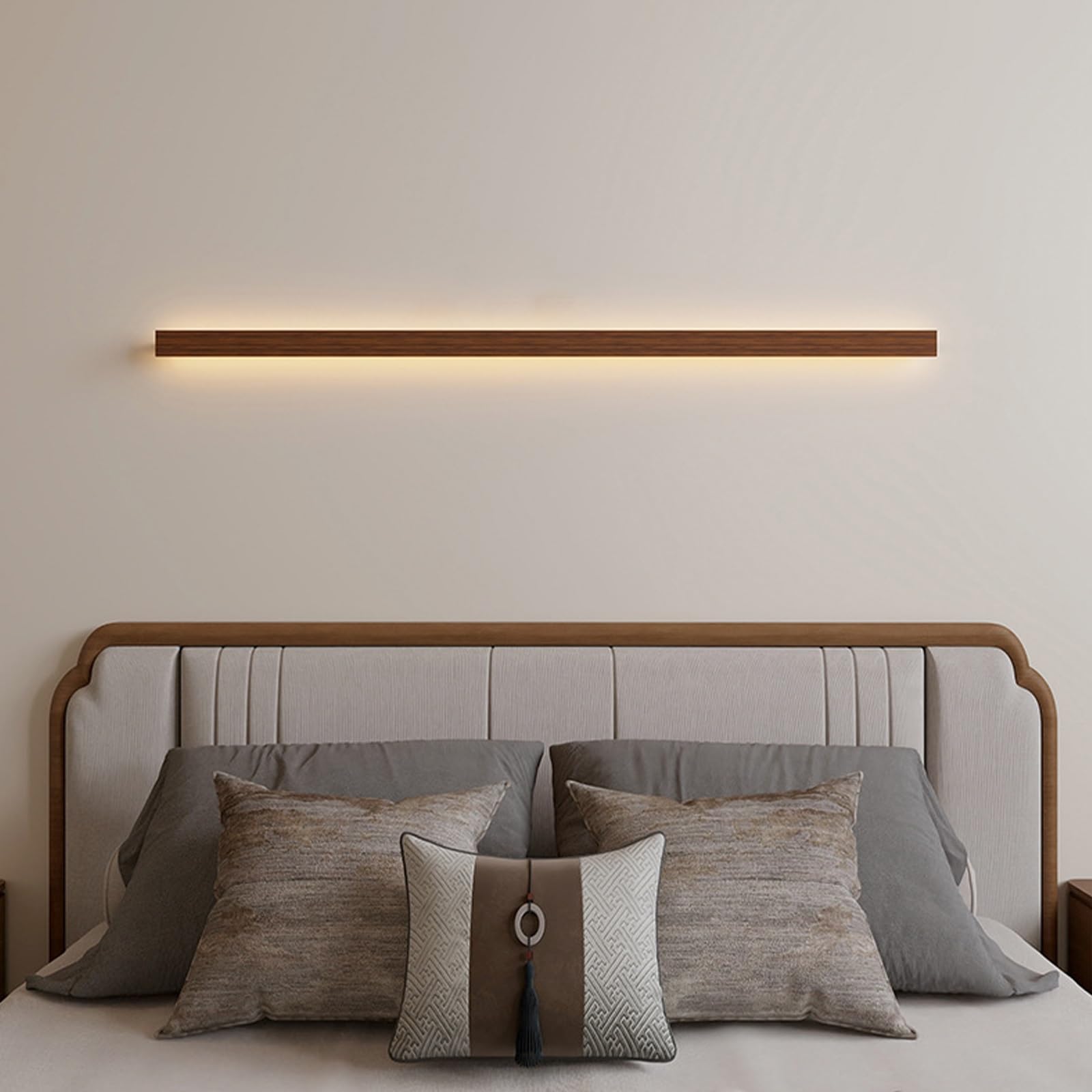Sconce da parete moderna e minimalista con venature del legno, lampada da parete lineare a LED in stile nordico, apparecchio di illuminazione da parete a striscia lunga for interni(60cm)