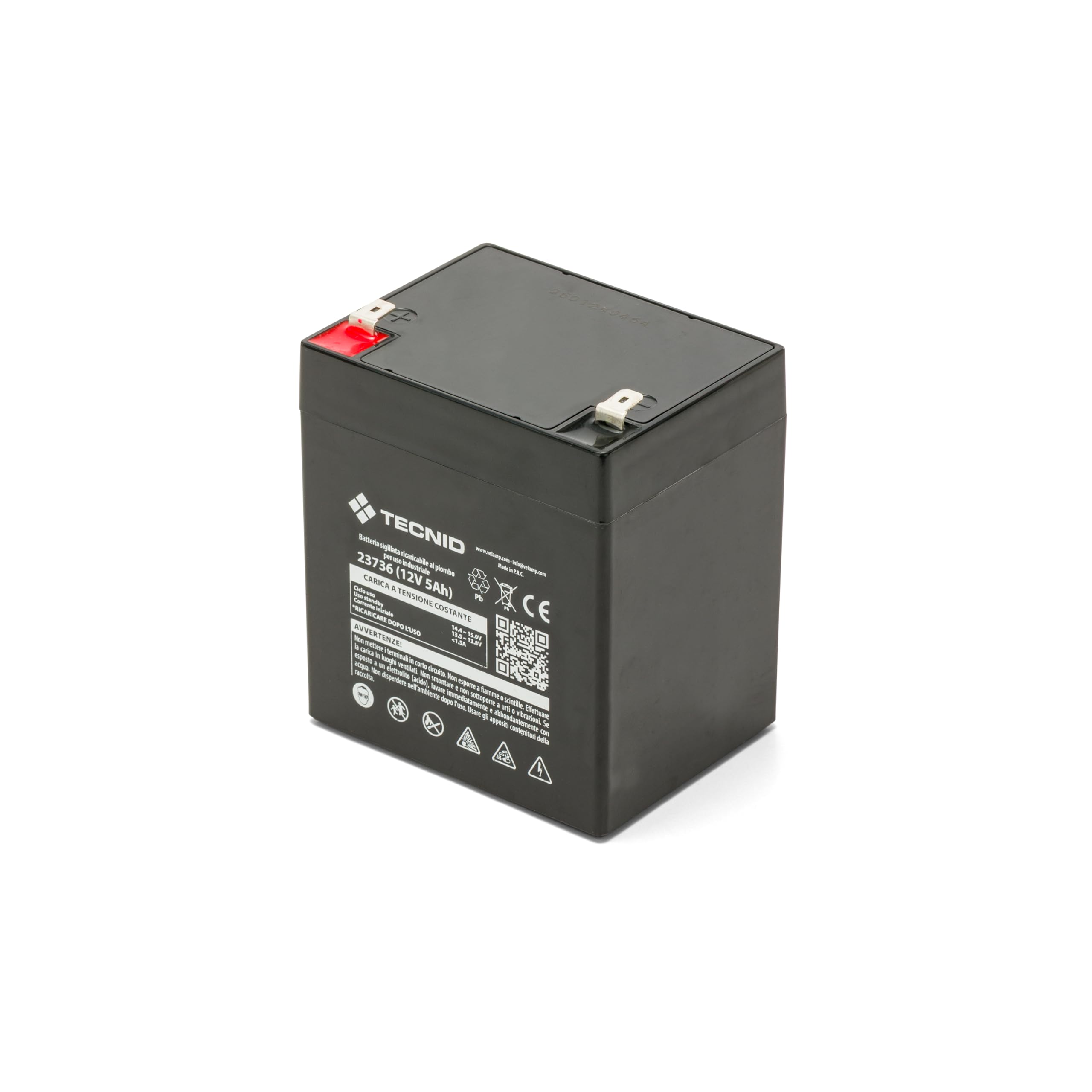 Batterie au Plomb Rechargeable, accumulateur au Plomb avec connexions Faston, 12 V 5 Ah. pour onduleurs, systèmes d'alarme, Loisirs...