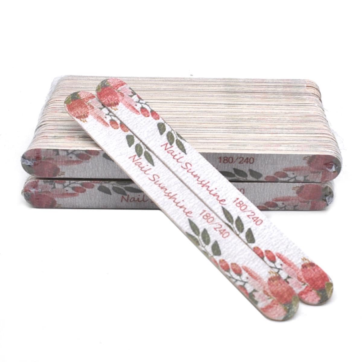 100 unids/lote limas de uñas de madera 100/120/150/180/240 profesional lavable manicura pulido lijado flor impresa uñas herramientas Sets-180-240
