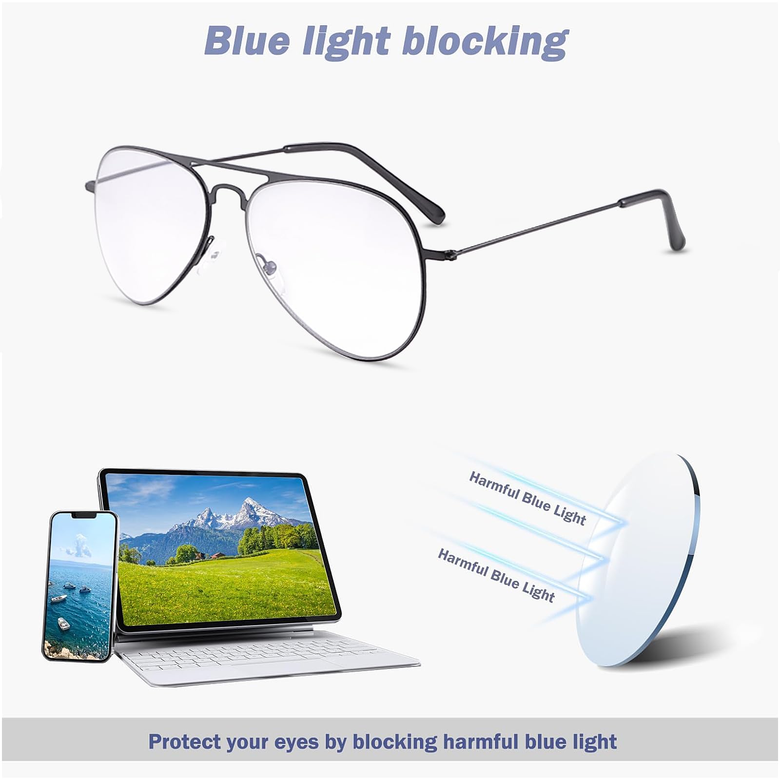 Occhiali fotocromatici con blocco della luce blu UV400 Occhiali da sole anti affaticamento degli occhi per computer da gioco con luce blu occhiali bloccanti lenti trasparenti antiriflesso
