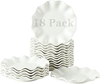 Vista 1 de TAMAYKIM 18 platos de postre de porcelana de 6 pulgadas, platos pequeños para aperitivos, juegos de vajilla con borde ondulado, aptos