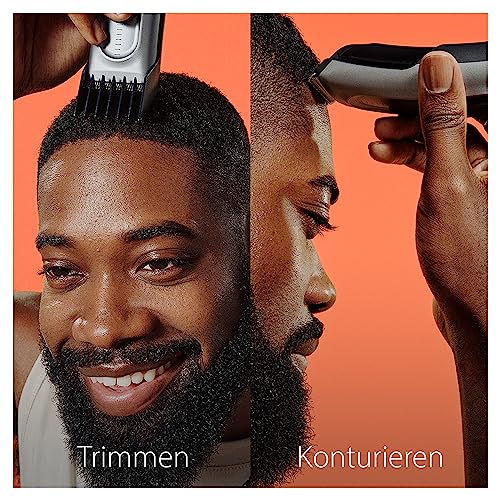 Braun Haarschneider Series 7, Haarschneidemaschine und Rasierapparat für Herren, Haartrimmer mit Ultrascharfe Klingen, 17 Längen, 2 Kammaufsätze, 50 Min. Akku, Abwaschbar, HC7390, Grau