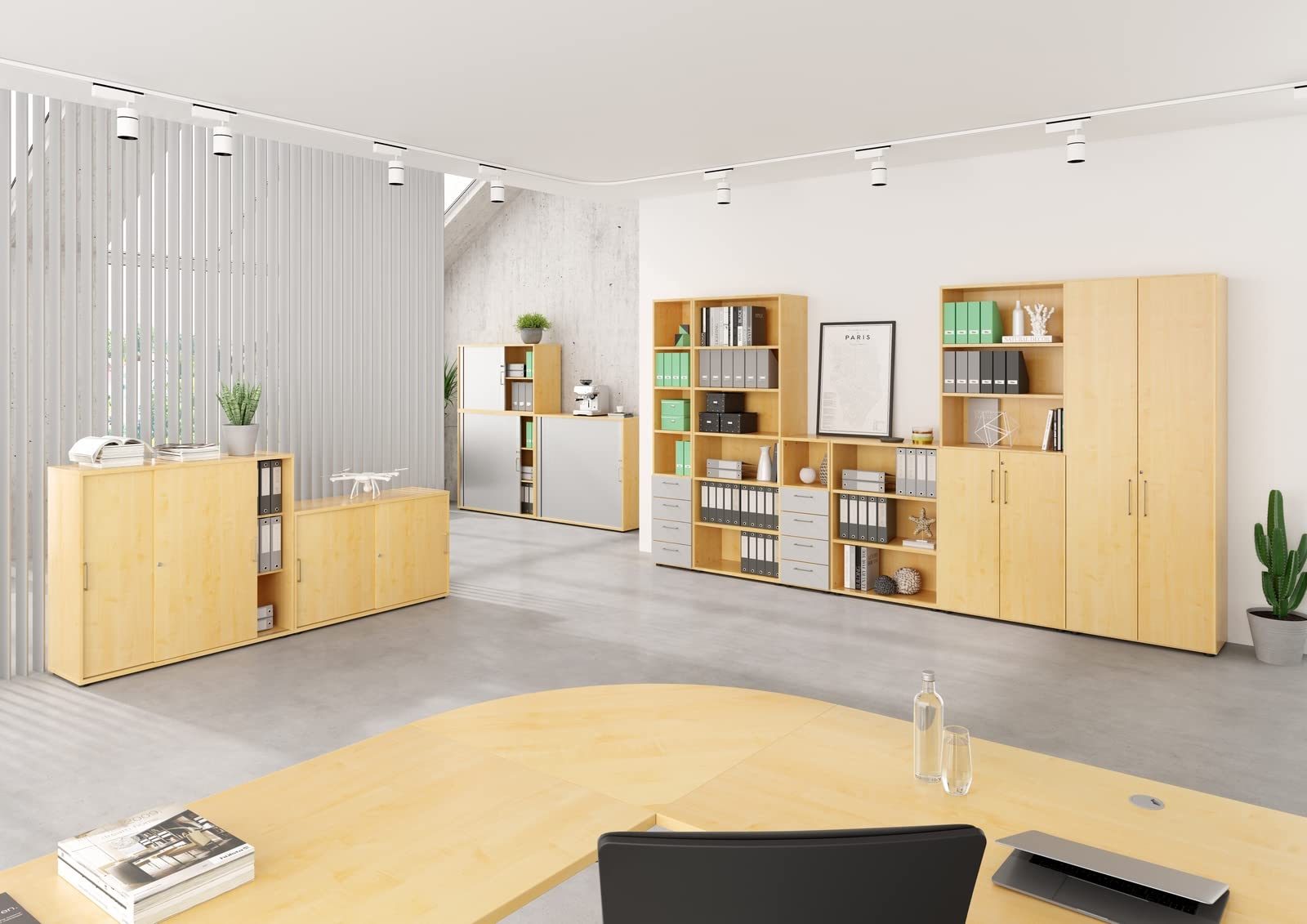 bümö Regal weiß, Standregal aus Holz für 2 Ordnerhöhen - Bücherregal klein 80 cm breit, Aktenregal für Ordner & Bücher, kleines Büroregal, Holzregal, Ordnerregal, Buchregal Dachschräge