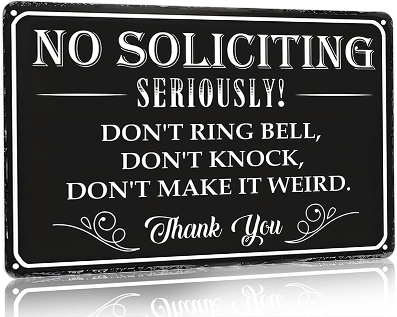 SMAZDFXX No Soliciting Sign Please DoRing Bell or Knock Vintage Metal Signs for House Office Front Door Porch Yard Wall Decor Accessories Poster 8"x12"