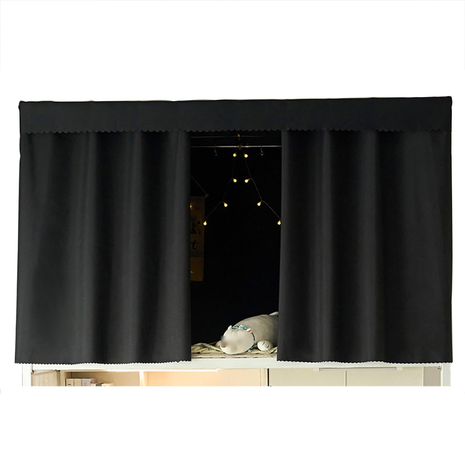 LVYUDS Soundproof Loft Bed Curtains Bottom Top Universal Bunk Bed Curtains Blackout Polyester Washable Bunk Bed Tent Dust-Proof for Naps(Curtain*3,1.5M_BLACK)