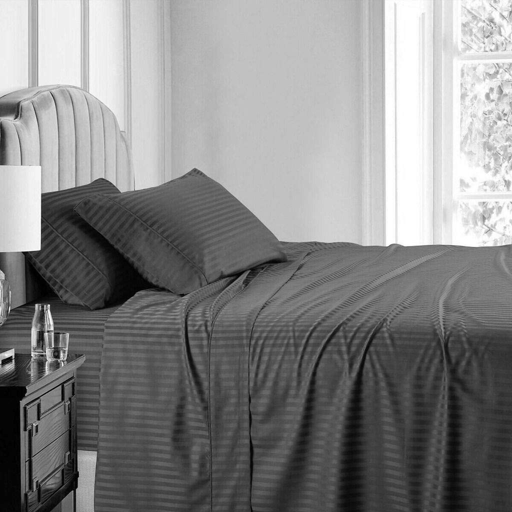 LaxLinen 500 Thread Count 100% Egyptian Cotton 4PC Bed Sheet Set 18" Inch Extra Deep Pocket King/ Standard Grey