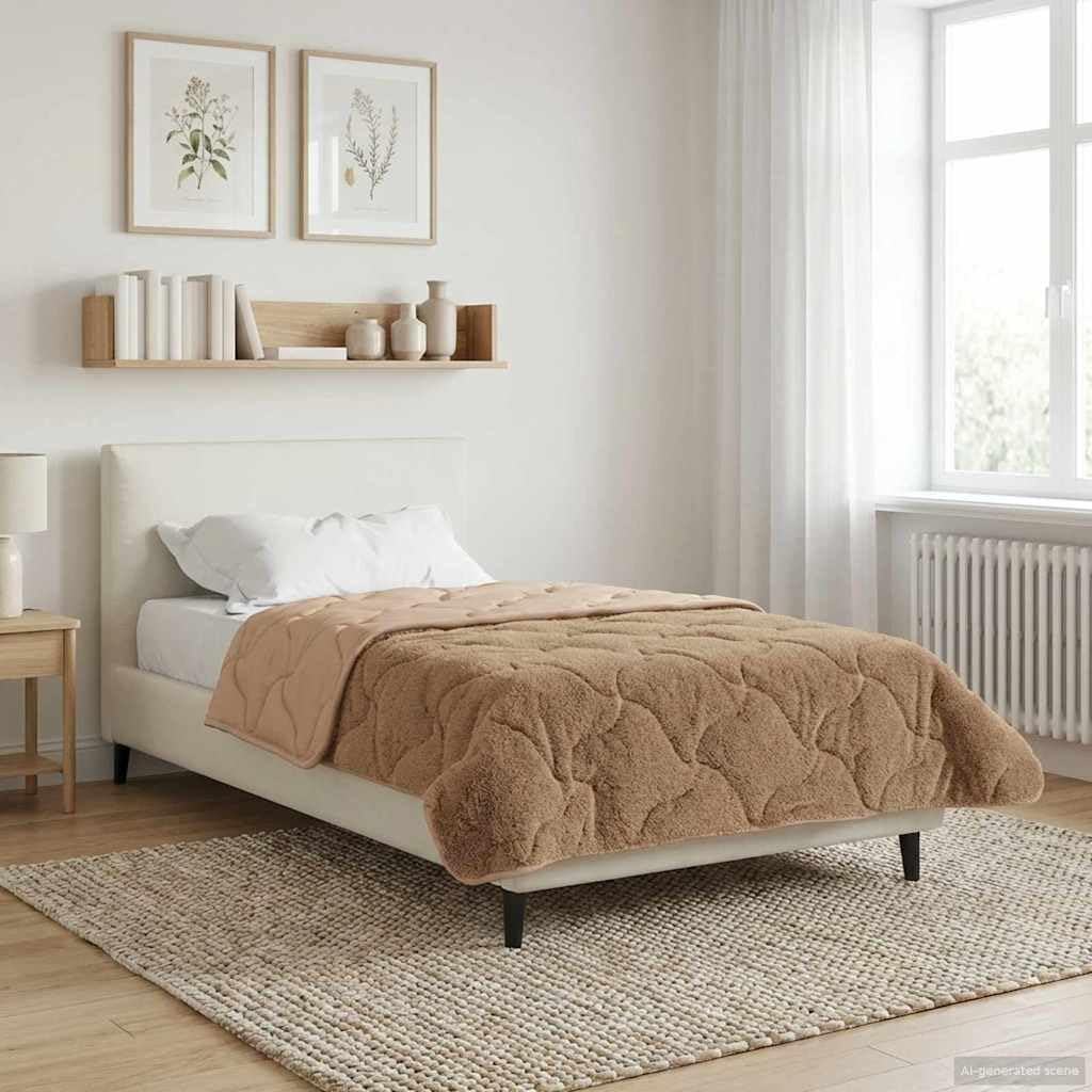 Edredón para todo el año, acolchado, color topo, 140 x 220 cm, microfibra, transpirable, regula la temperatura, suave, apto para dormitorio, cama doble, apto para alérgicos