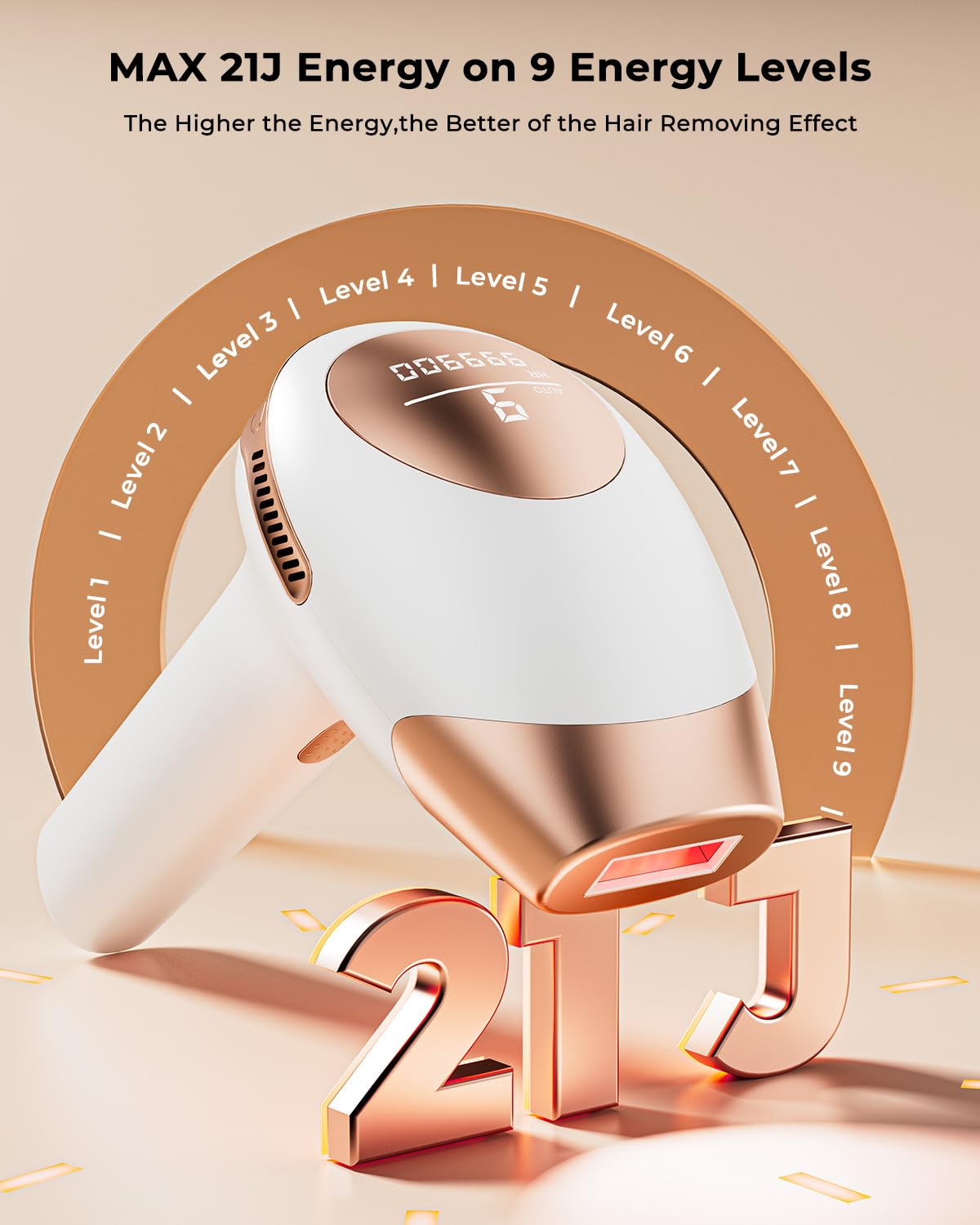 IPL Epilatore Luce Pulsata, 3 in 1 Laser Epilatore a Luce Pulsata Efficiente 600NM-1200NM Laser Depilazione, 9 livelli di Energia, 999,900 Luce Pulsata per Donne, Viso, Ascelle, Corpo
