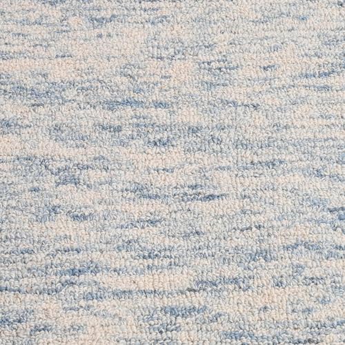 Image of Abstract Collection Handmade Area Rug - 100% Wool Pile, Contemporary Modern Textured Carpet for Living Room, Bedroom, or Office | Cotton Backing, Thick & Plush (Ocean Blue, 8' x 10')
