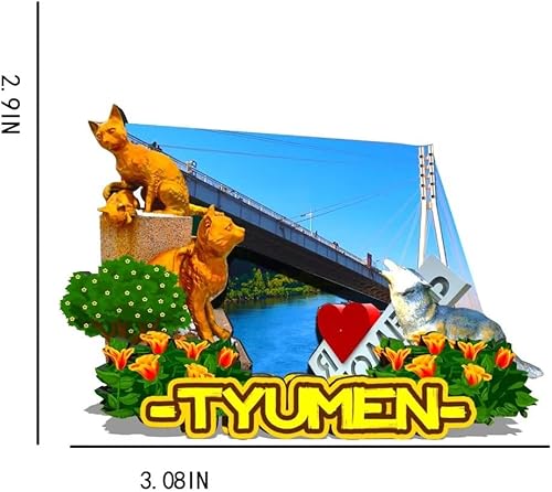 Miniatura 3 de Rusia Tyumen imán de nevera de madera 3D hitos de viaje coleccionables recuerdos decoración hecha a mano-440