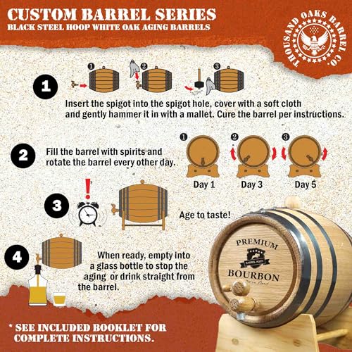 image for THOUSAND OAKS BARREL 1 Liter Bourbon Aging Barrel Dispenser with Wood 