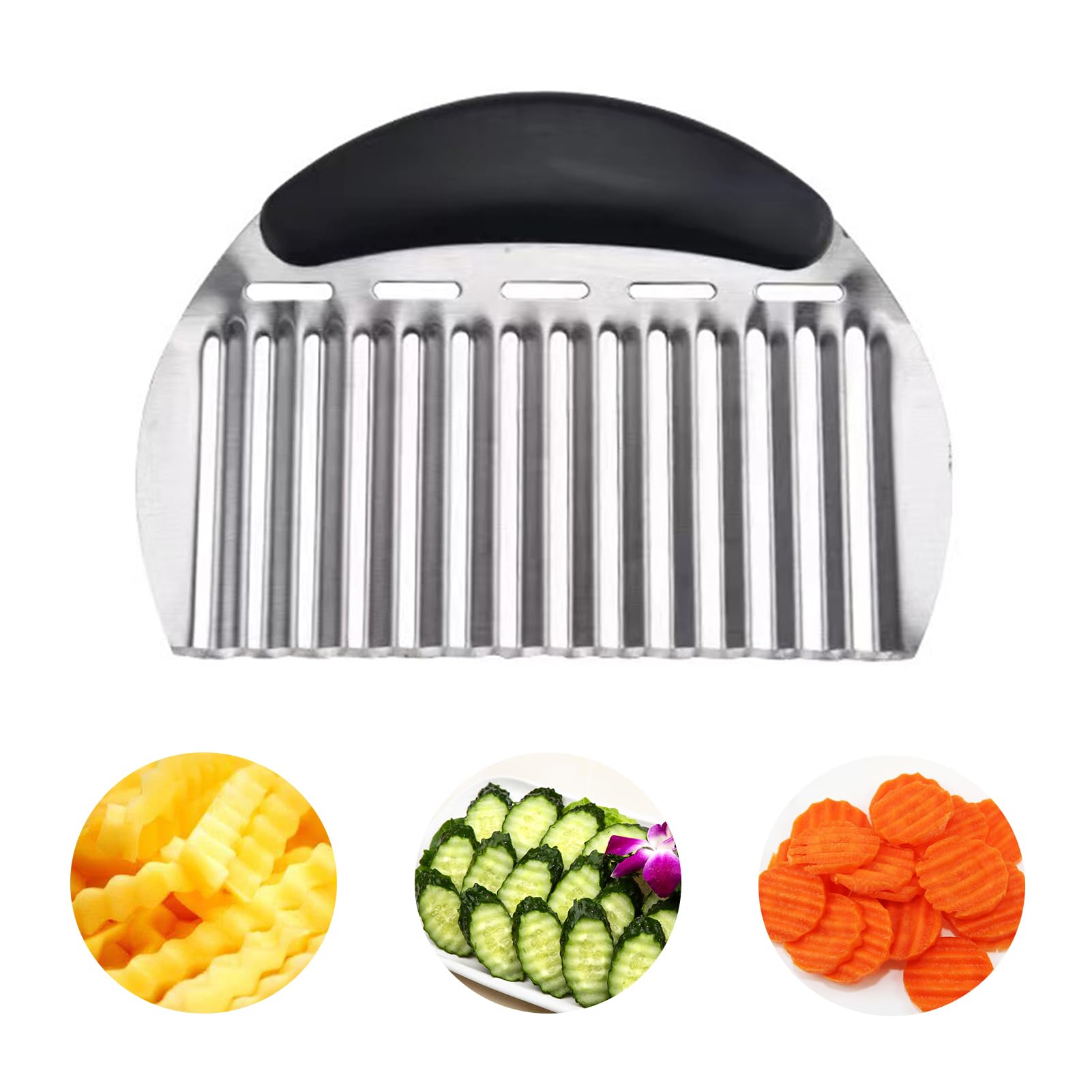 1 paquete de cortador arrugado de acero inoxidable para verduras, cortador de papas fritas para papas fritas, cortador arrugado de papas, cortador ondulado para verduras (6.1 x 4.7 8