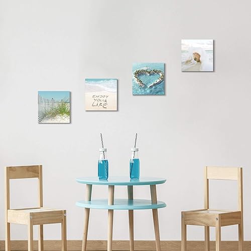 Miniatura 6 de TAR TAR STUDIO Lienzo decorativo para pared de escena de playa: paisaje costero, pintura de paisaje marino, obra de arte para sala de estar (12 x 12