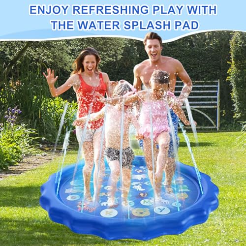 Splash Pad, 170CM Sprinkler Wasser-Spielmatte, Splash Play Matte,Garten Kinder Spielzeug Sprinklerpool, Wasserspielzeug Hund Pool, Kinder Sprinkler mit Antirutschfunktion, für Baby Party Outdoor