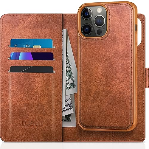 DJBull 2-in-1 Detachable for iPhone 12/12 Pro Wallet case with Credit Card Holder?RFID Blocking?,Flip Folio Book PU Leather protective Cover Women Men for apple 12/12Pro Phone case Light Coffee