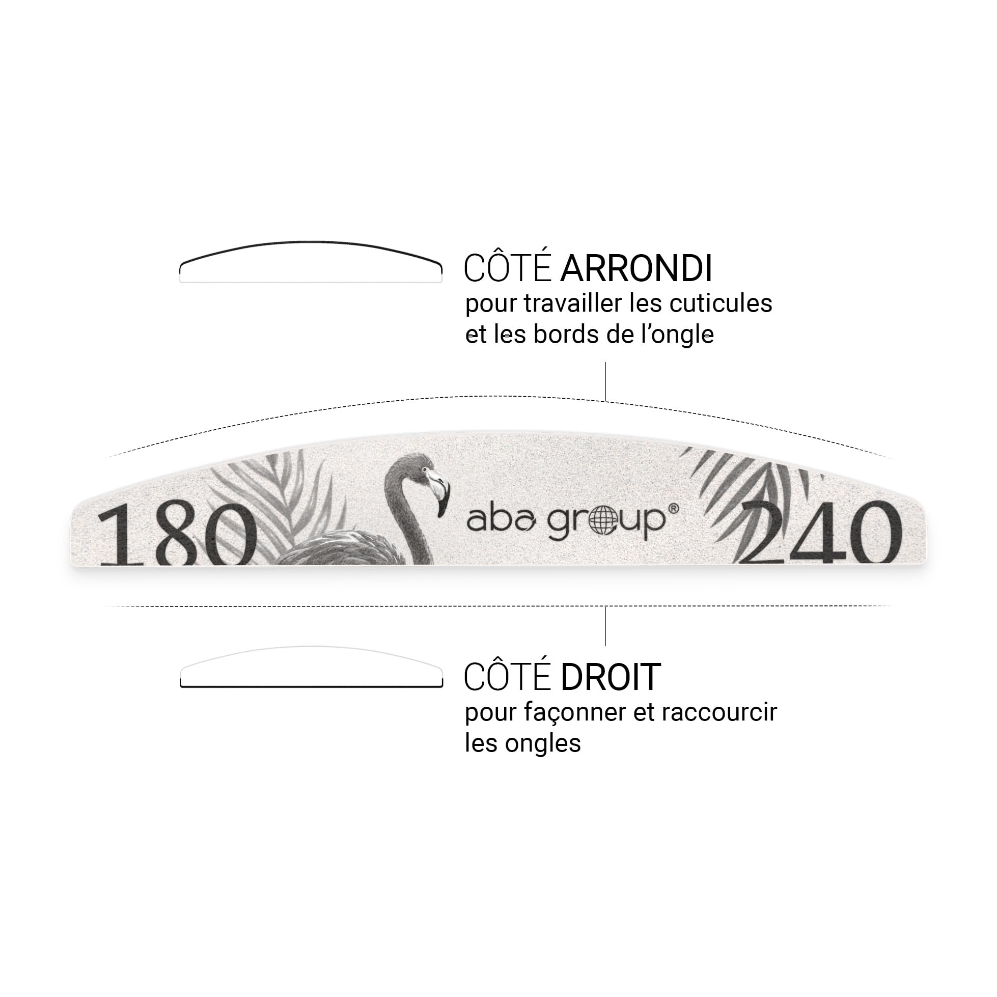 ABA GROUP Lot de 100 limes à ongles 180/240 - Demi-lune de 2 mm d'épaisseur - Emballées individuellement - Outils professionnels pour ongles en gel et naturels, limes pour ongles en gel, limes à