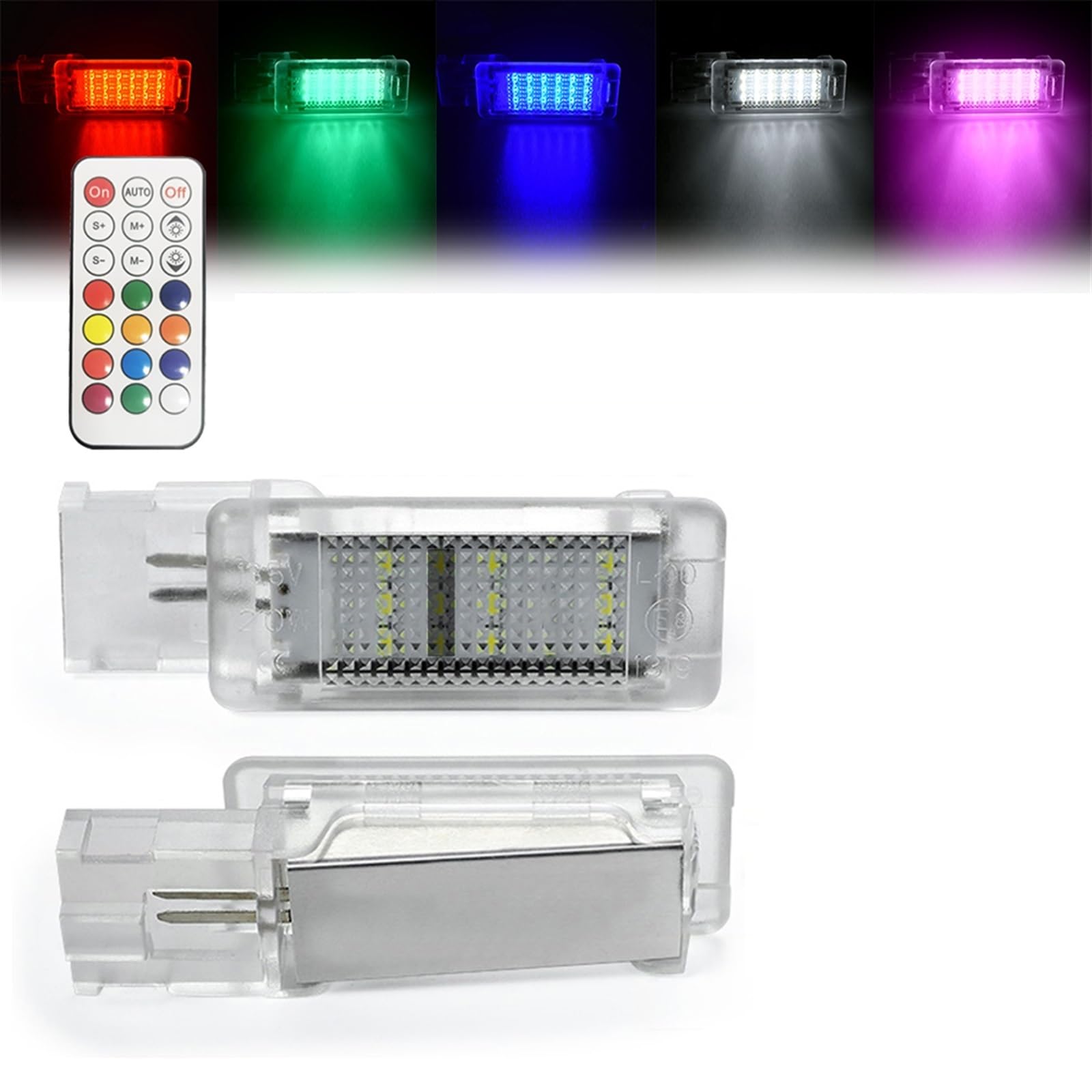 2 uds LED luz for reposapiés Compartimento de Equipaje guantera lámparas, for Seat, Ibiza Leon Toledo Altea Alhambra Cordoba MII Exeo Luces Interiores del Maletero(RGB Kit 1)
