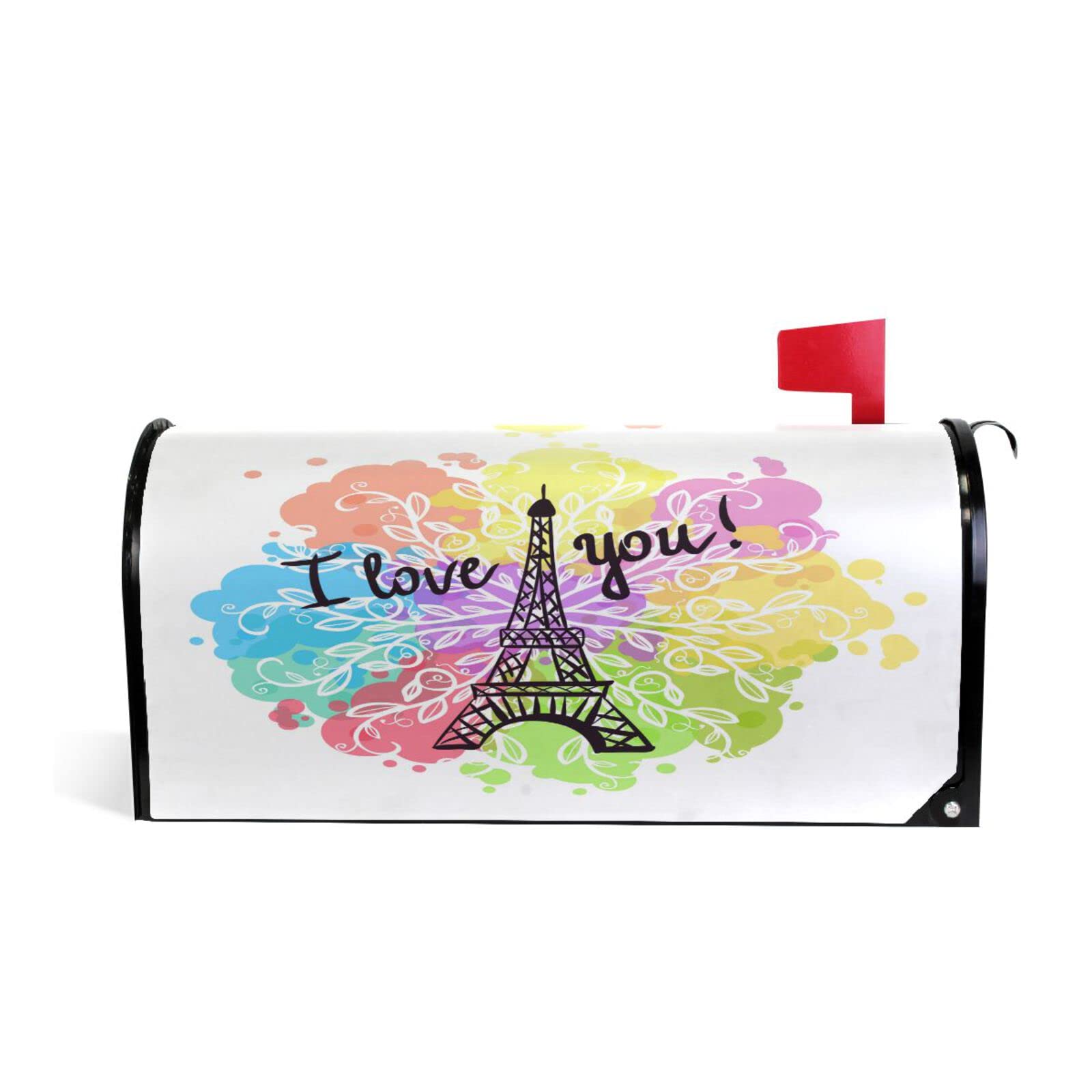 Valentines Day Eiffel Magnetic Mailbox Post Cover, Mailwraps Magnetic Mailbox Covers - Easy-to-Install Mailbox Decals 21 x 18 in