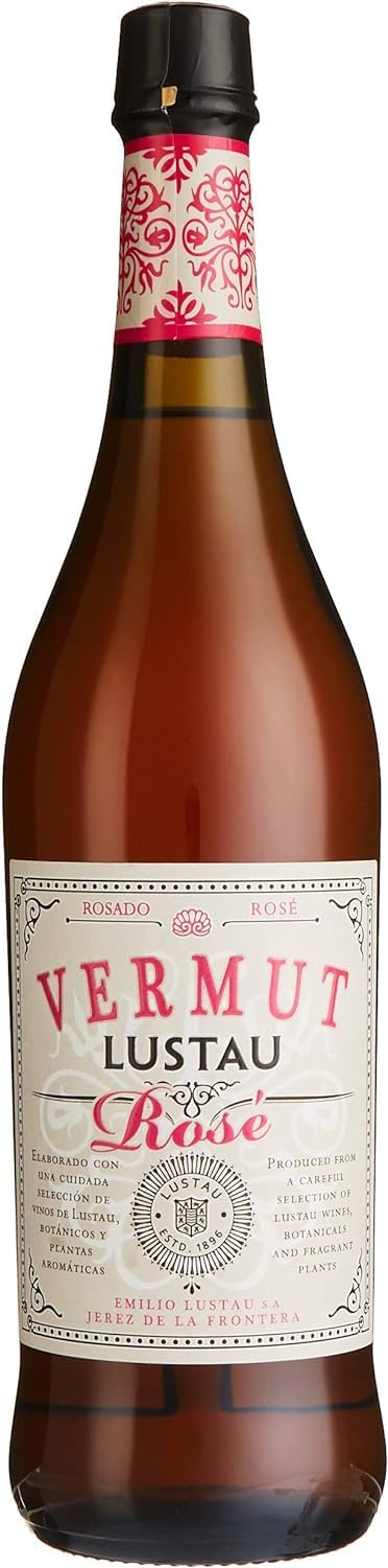 Lustau Vermut Rosado Rosé Vermouth, 75cl, 15% ABV, Dry Vermouth from Jerez Spain, Blend of Three Wines, Complex and Distinctive Red Vermouth, Drink Chilled or In Martini