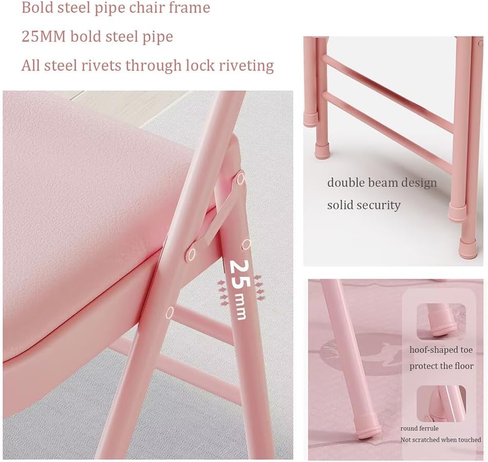 Pilates Yoga Chair,Iyengar Auxiliary Chair,Yoga Auxiliary Chair Backless Yoga Chair Anti-Slip,Stable with Non-Slip Feet Covers,Metal Folding Chair,Pink-Routine