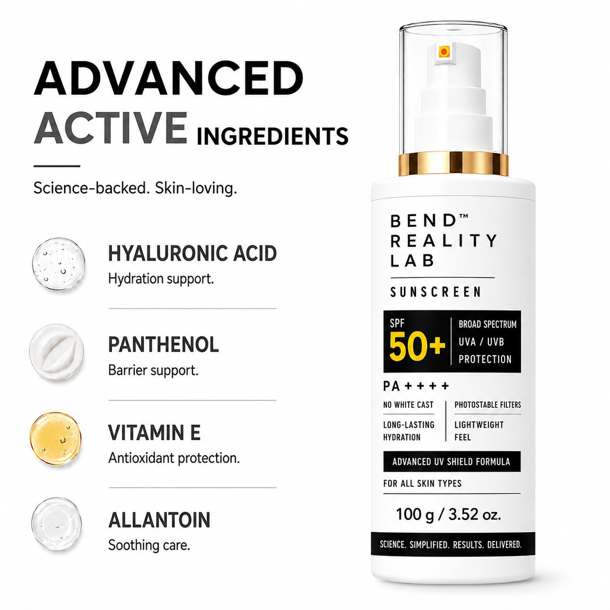 Bend Reality Lab Sunscreen SPF 50+ PA++++ for Men & Women 100g 2