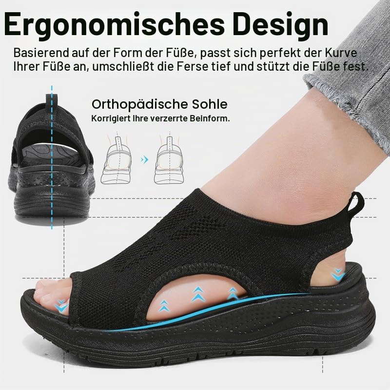 Ziitop Damen Sommer Sandalen - Bequeme Orthopädische Slingback Slides Mit Weichem Fußbett - Waschbare Outdoor Wassersandalen - Casual Strick Plateau Sandalen