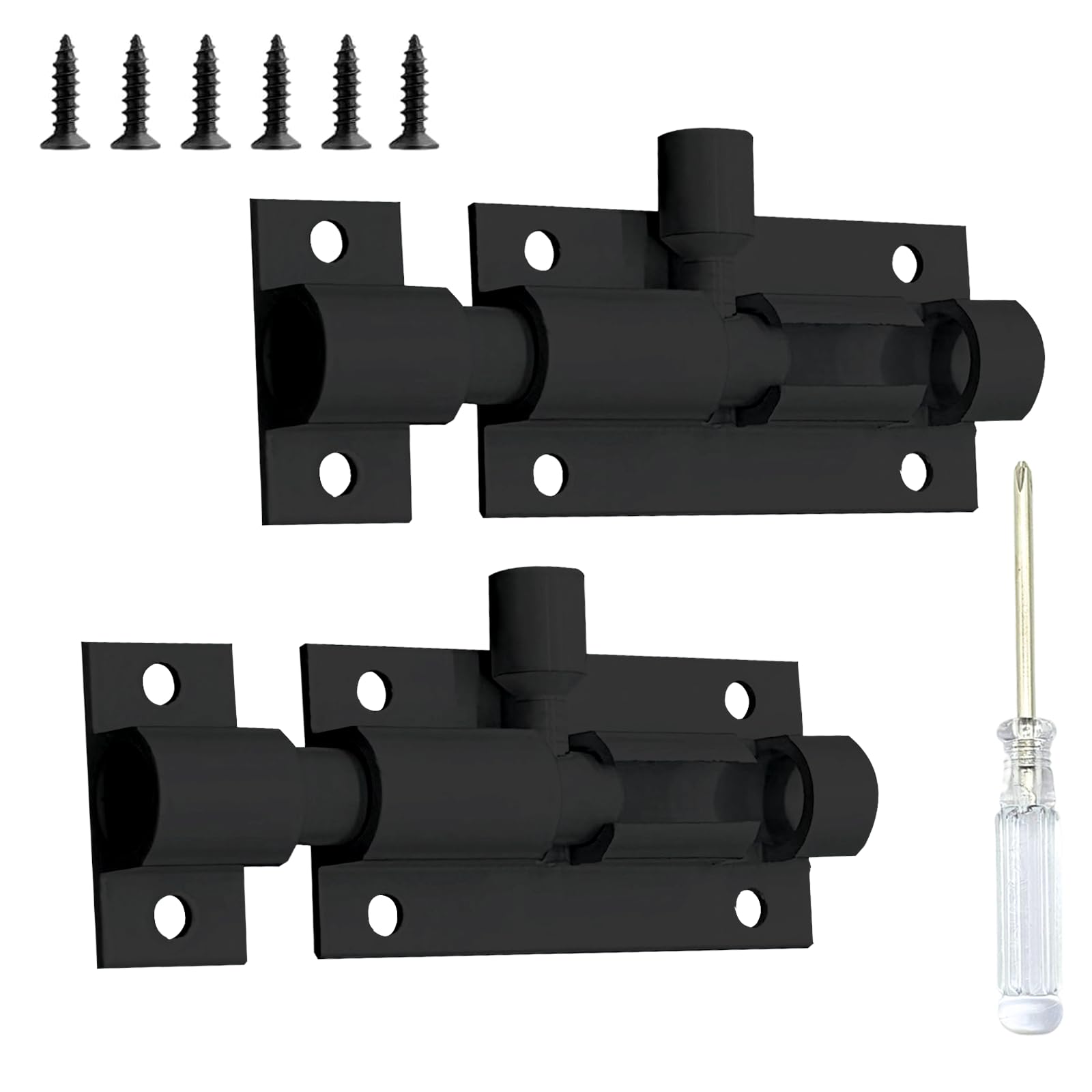 2 Inch Black Barrel Bolt Latch, 2 Pcs Aluminum Alloy Sliding Door Latch, Small Slide Latch Lock Door Lock Mini Security Door Latch for Gate, Garage, Inside Door