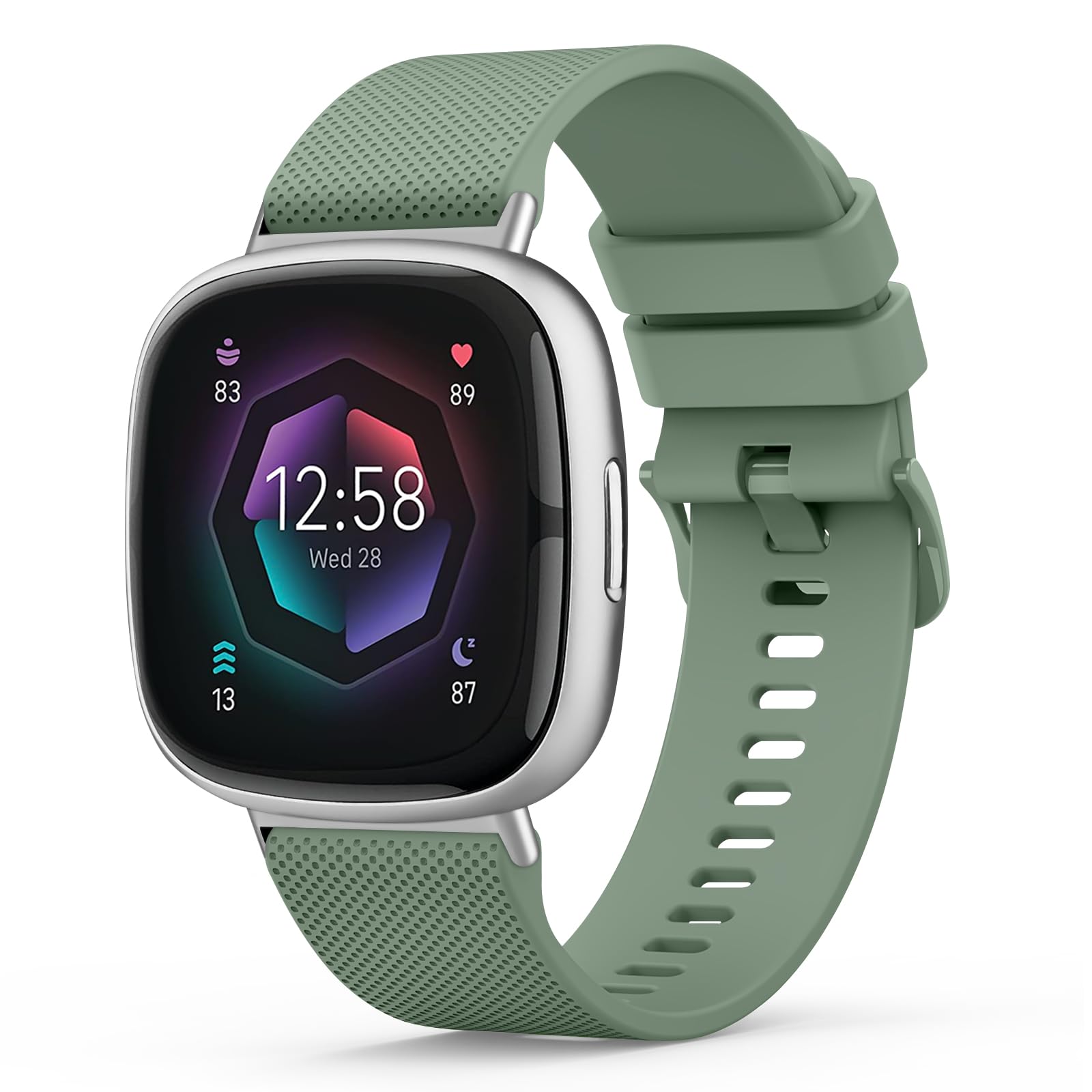 Tobfit Strap for Fitbit Versa 3 / Versa 4 Straps/Fitbit Sense/Sense 2 Strap for Women Men, Soft Silicone Replacement Straps Wristband Watchband Oliver green