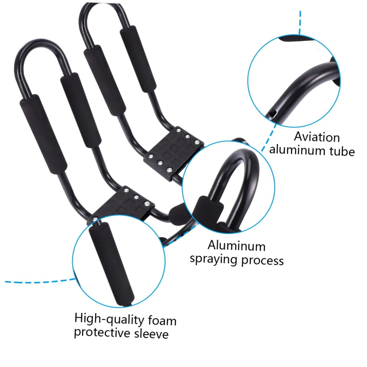 UKCOCO 2piezas Baca de Techo para Kayak y Surf Soporte para Techo de Coche SUV Camión Parabrisas Barra Transversal
