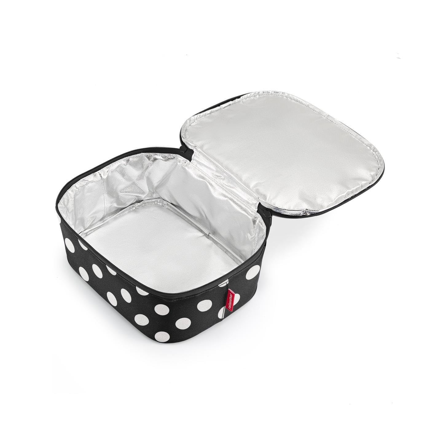 reisenthel Coolerbag M pocket torba chłodząca z materiałem wierzchnim z butelek PET pochodzących z recyklingu, idealna na obiad w podróży, kolor: dots white