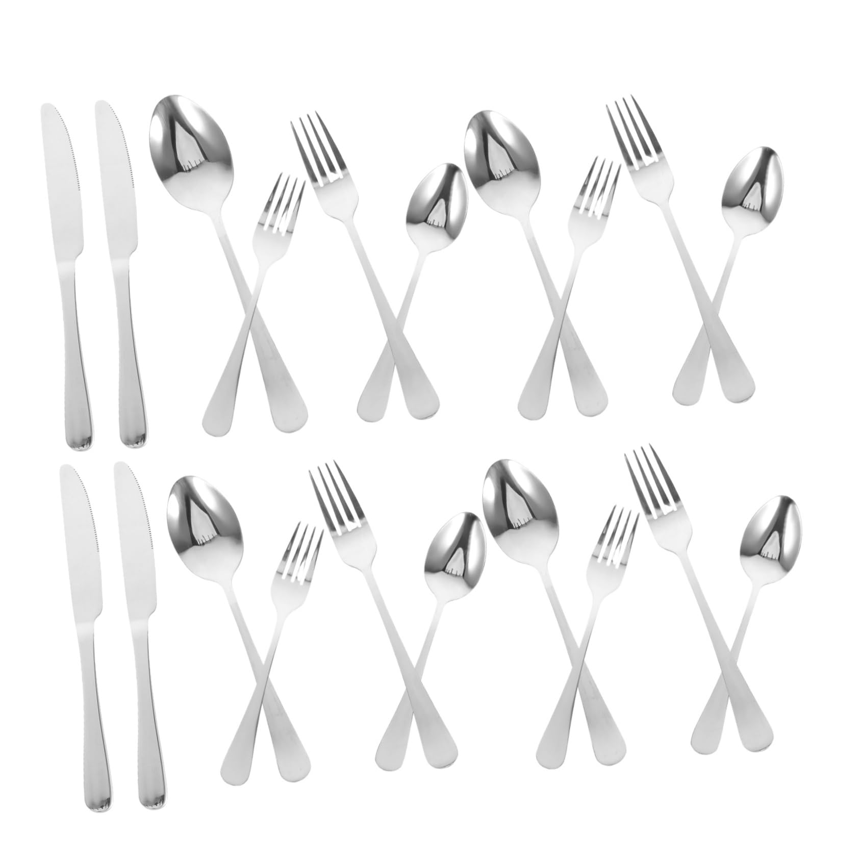 Cubiertos de Acero Inoxidable 20 Piezas para Cena y Fiesta | Plata, Agarre Cómodo y Uso Versátil, Diseño Elegante y Sencillo para Restaurantes y Otras Ocasiones