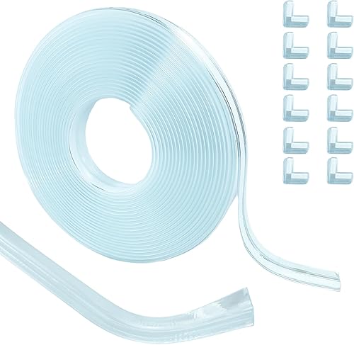 A prueba de bebés, tira protectora de borde transparente de 0.4 pulgadas x 32.8 pies y mesas de seguridad para niños, protectores de esquina suaves