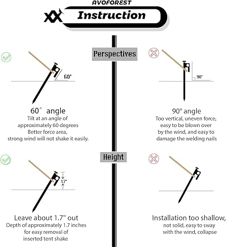Miniatura 8 de Estacas de tienda de campaña resistentes de 12 pulgadas, 8 clavijas de tienda de campaña de metal+anillos de silicona fluorescentes+bolsa de
