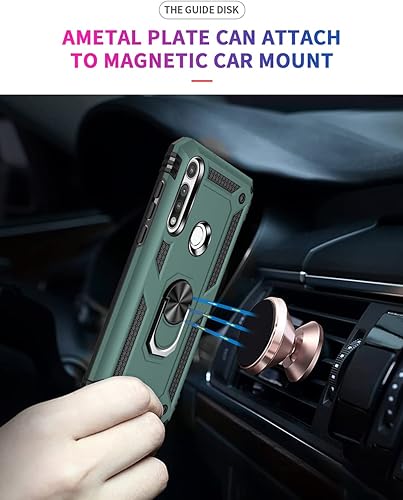 Miniatura 4 de Funda compatible con Moto G Fast, con protector de pantalla HD, [grado militar] anillo de montaje para automóvil, soporte híbrido de policarbonato