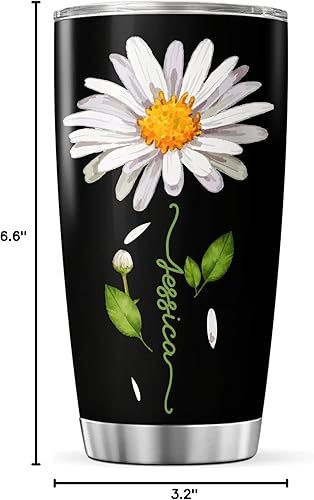 Vista 14 de CUBICER Vaso personalizado con aislamiento de lirio con tapa, nombre personalizado, regalos de Navidad para mujeres, amantes de las flores, vasos
