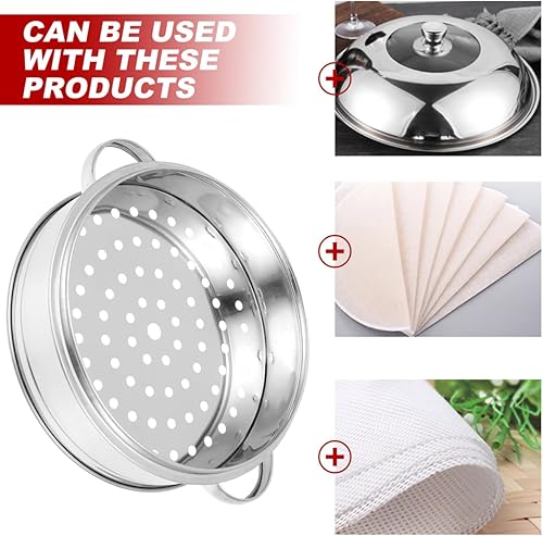 Miniatura 9 de STOBAZA Cesta de vapor de cocina de acero inoxidable de 8.66 pulgadas para verduras, albóndigas, mariscos, apta para lavavajillas