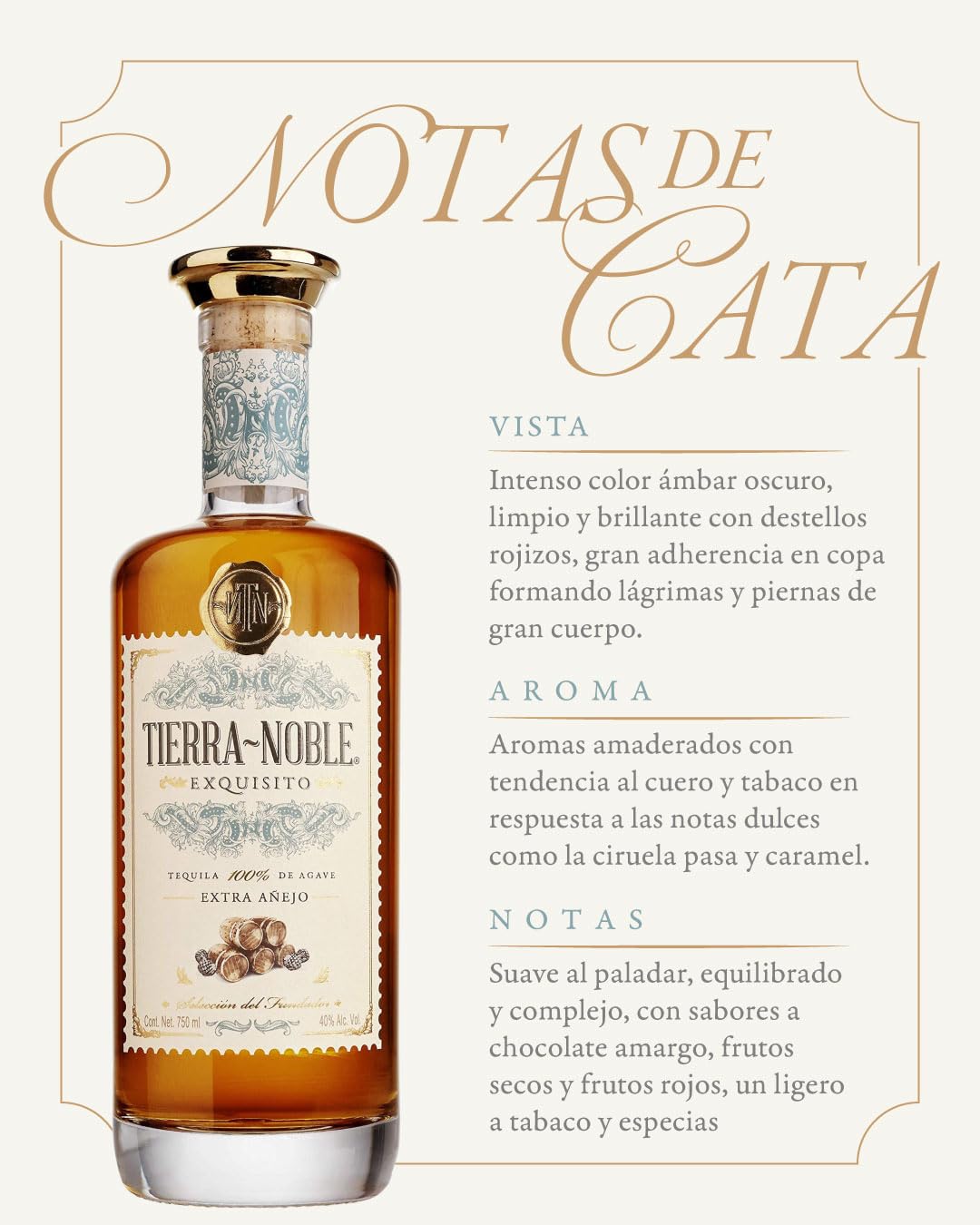 TIERRA NOBLE | Tequila Extra Añejo 100% de Agave | Alcohol Vinos y