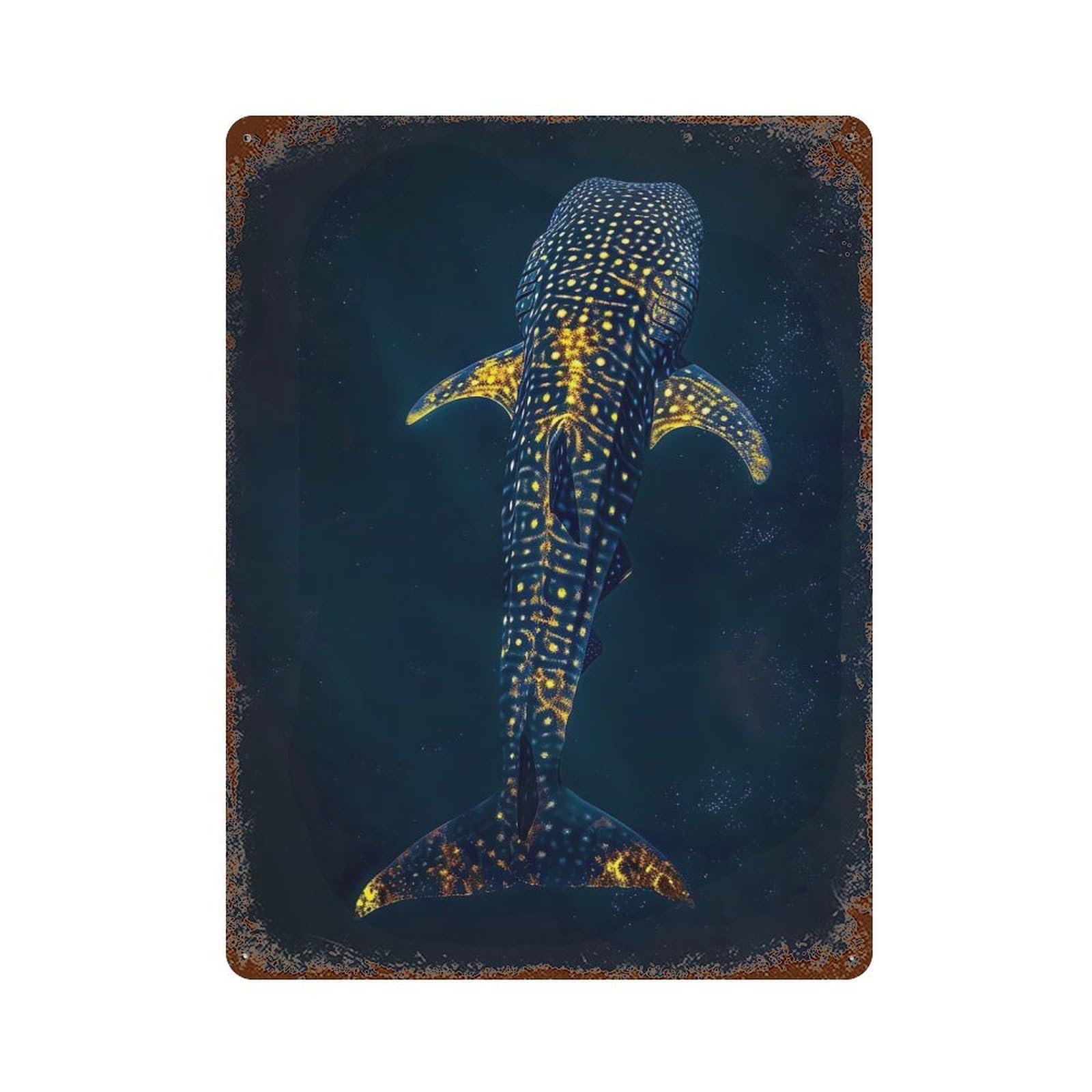 Whale Shark Underwater Vintage Rust Metal Sign 15.7"x11.8", for Patio, Garden Room And Bar Decor, Classic Wall Plaque