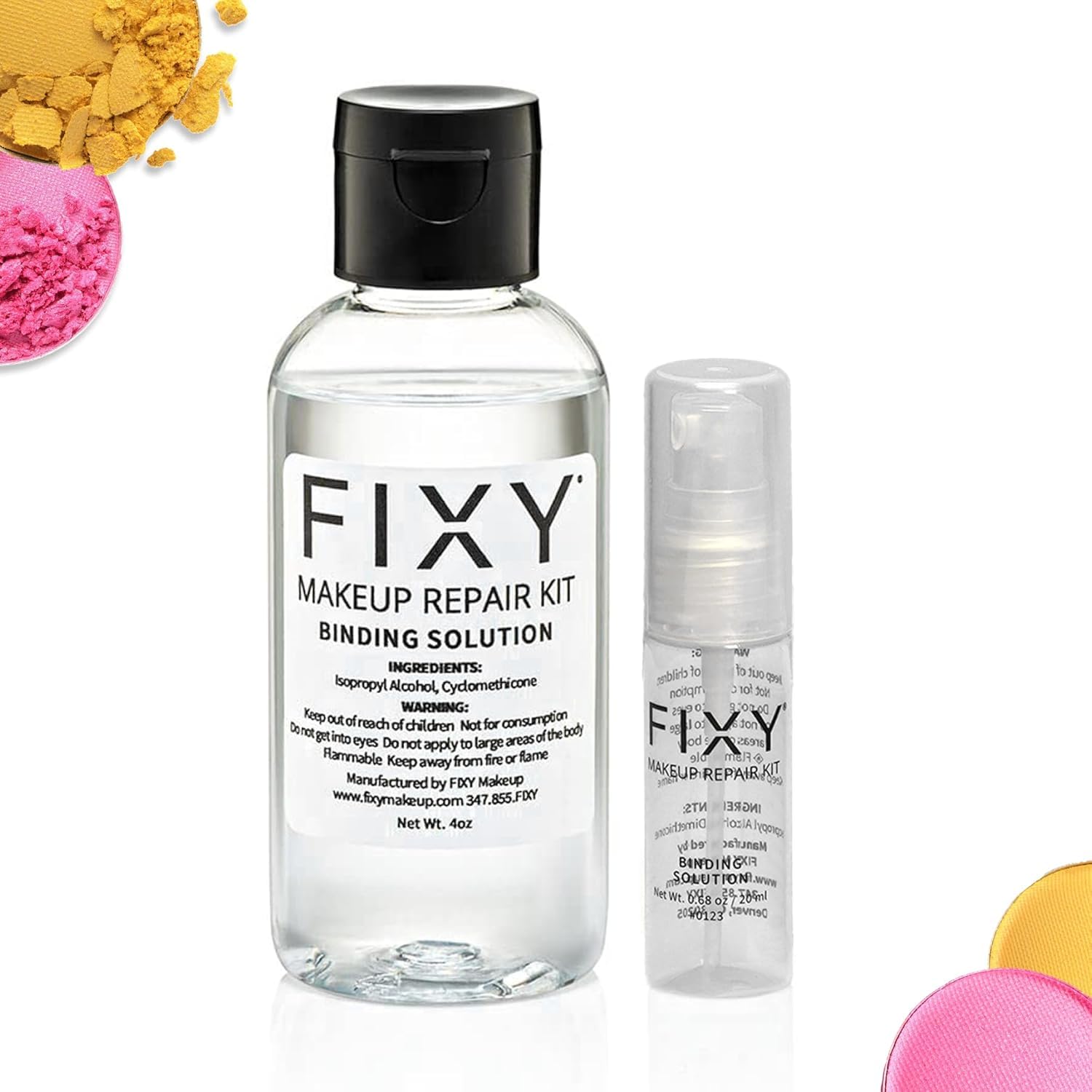 FIXY Makeup Repair Spray - 4oz Solution to Restore Pressed Powders, Eyeshadow, Blush, Bronzer & Highlighter | Vegan, Fragrance-Free, Paraben-Free |