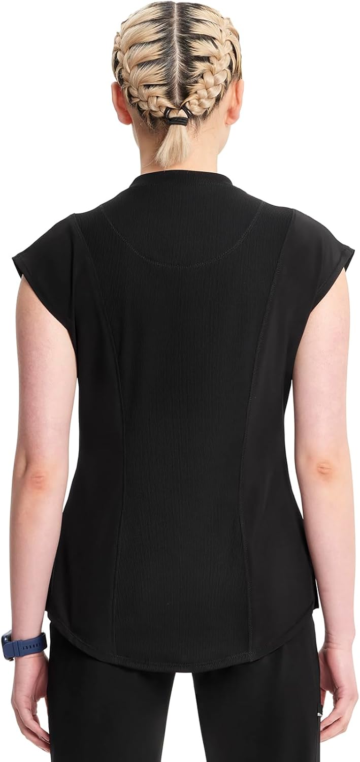 Cherokee Infinity Womens Mock Neck Scrub Top, 4 Pockets, Dolman Sleeves, Rib-Knit Back Panel Stylish Medical Top - CK742A