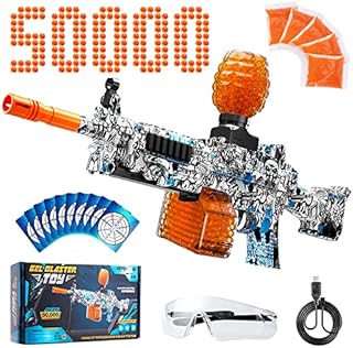 Electric Gel Ball Blaster, Splatter Ball Blaster with 50000 Water Beads, Rechargeable, Automatic Gel Ball Blaster for Kids Adults, Outdoor Games Toys for Activities Team Game, Ages 12+
