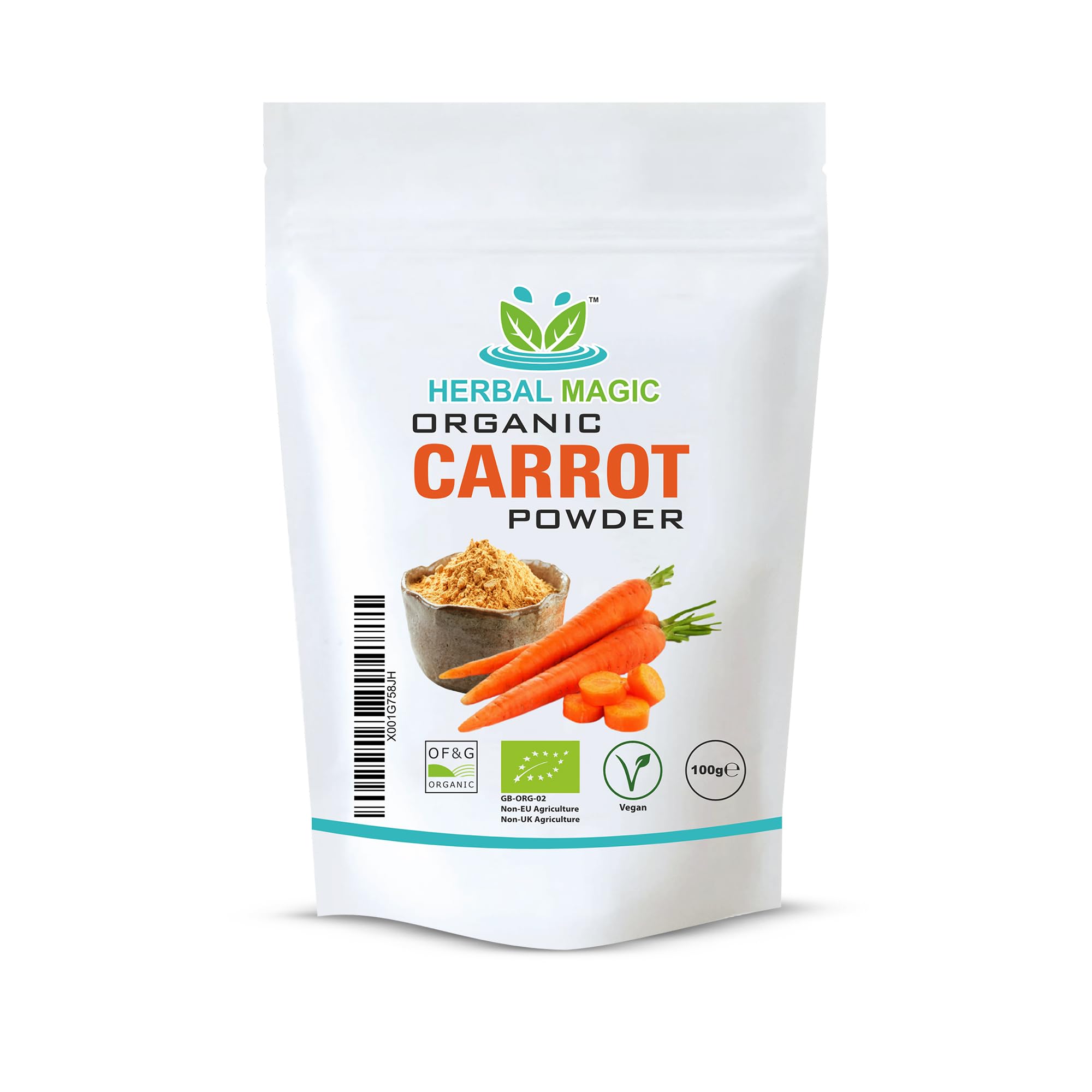 Organic Carrot Powder- Earthy & authentic flavour to your recipes,smoothies,carrot cakes, Pasta Dishes,Soups, Natural Food Colour - No Fillers& Preservatives-100gms