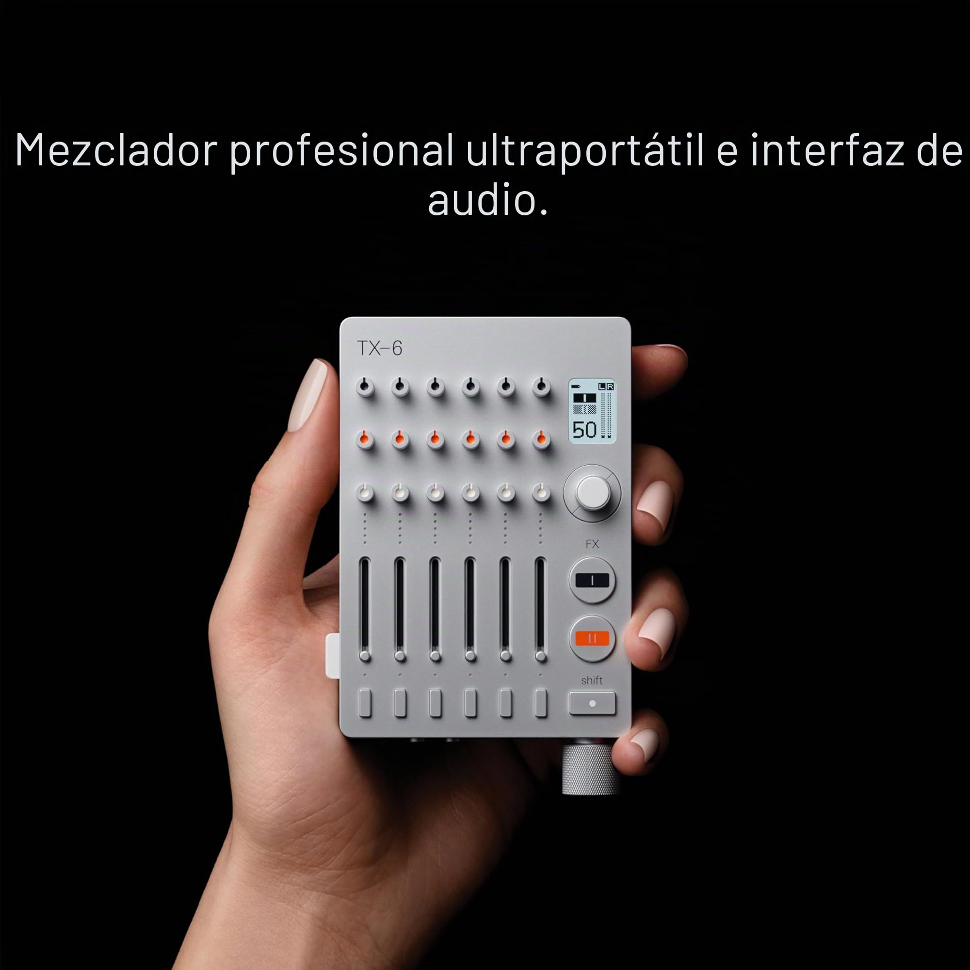 Teenage Engineering TX–6 Mezclador portátil con 6 canales estéreo e interfaz de audio USB con batería recargable de 8 horas, midi BLE y USB, compatible con iOS