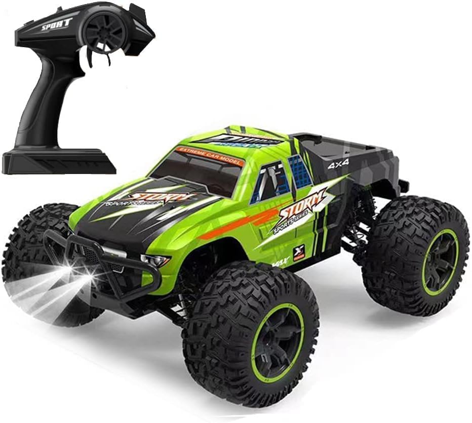 EXOMOON 1:10 Scale All Terrain Remote Control Car 4Wd 2.4 Ghz Off Road High Speed 55 Km/H 4Wd High-Speed Climbing Rc Truck with Led Headlight Xmas Gifts for Kid & Adults (Big Size)-Multicolor