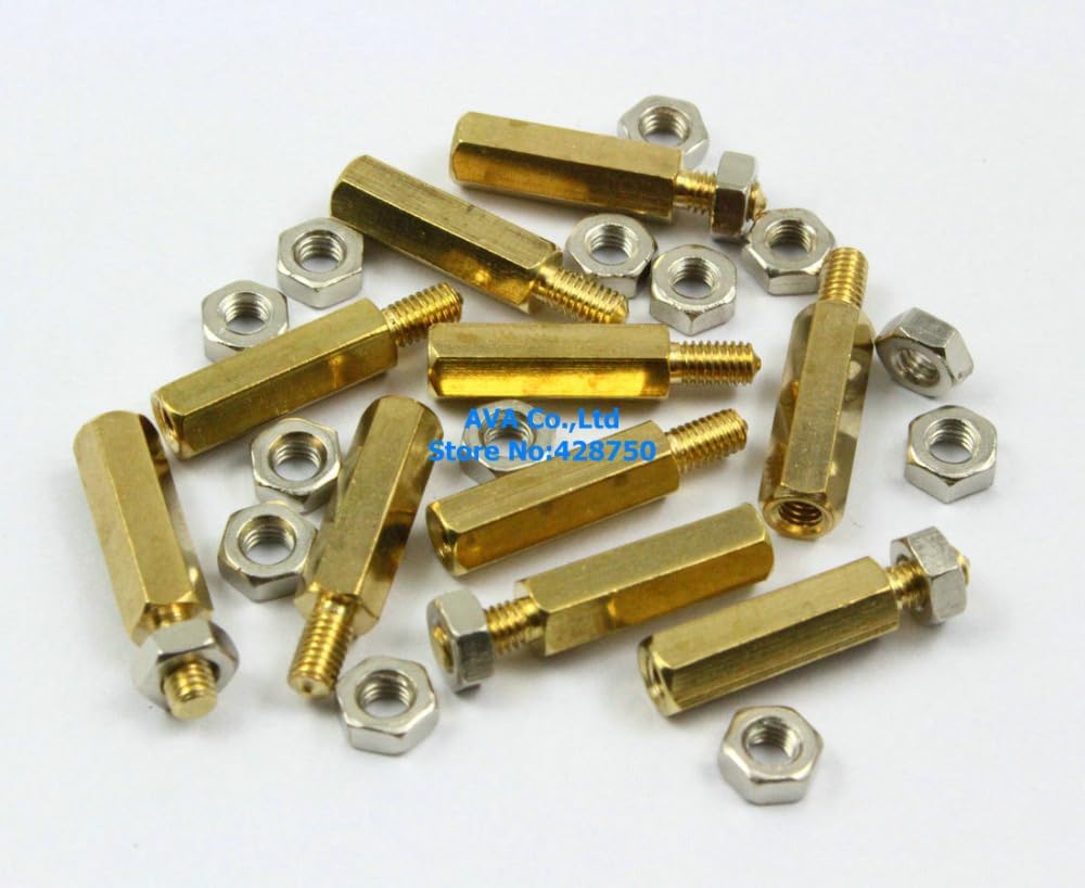 50 M3x6mm Male Female Hex PCB Standoff Spacers 15mm Body Length with Nuts