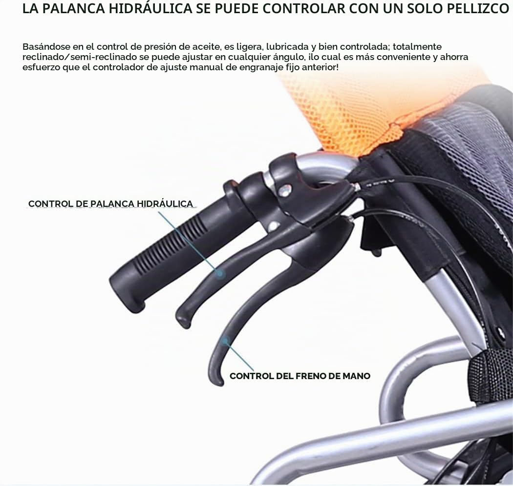 Silla de ruedas plegable reclinable Silla con inodoro Respaldo alto Reposacabezas extraíble Reposapiernas elevadoras Sillas de ruedas para discapacitados y ancianos