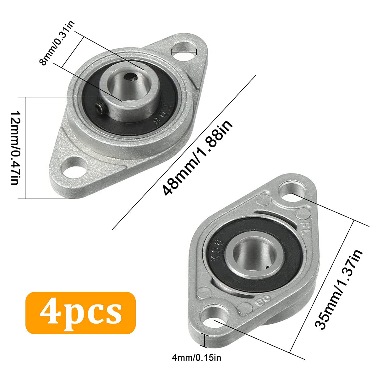 2x Bloc Oreiller 20mm Avec Roulement à Billes - Alliage Zinc Pour Machines Et Imprimantes 3D