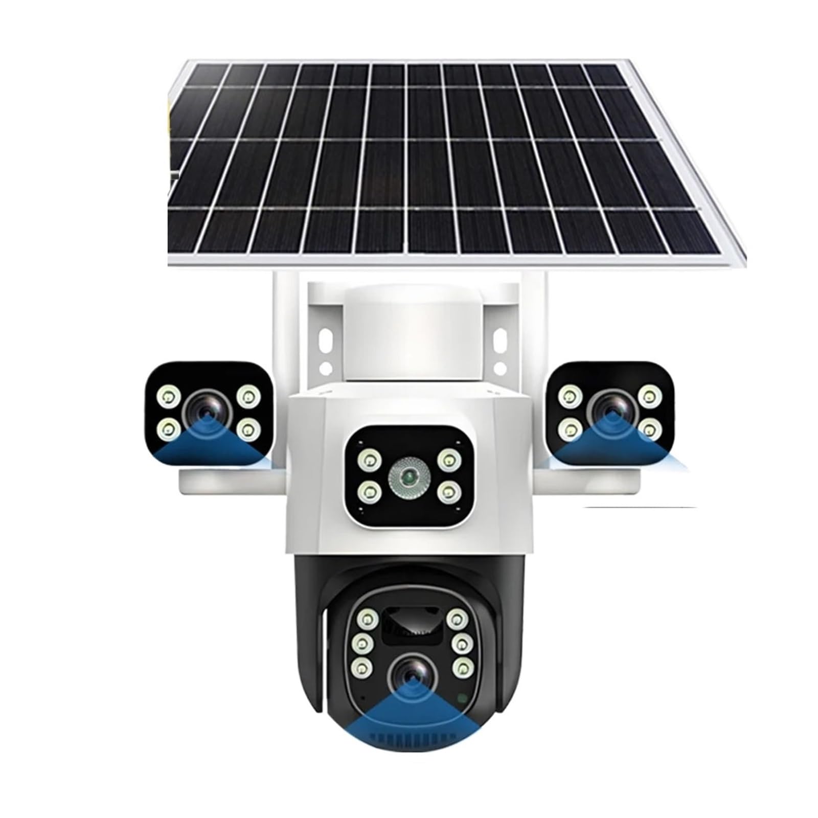 JVDDI 6MP Solar 4G IP Camera CCTV Three Lens Three Screen Auto Tracking Outdoor WIFI Surveillance PTZ Camera Security Protection(4G Cam Add 64G)